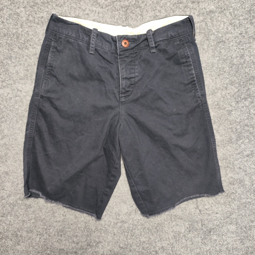 Hollister Shorts Mens 28 Black Chino Cotton Cutoff Raw Hem Flat Front Casual
